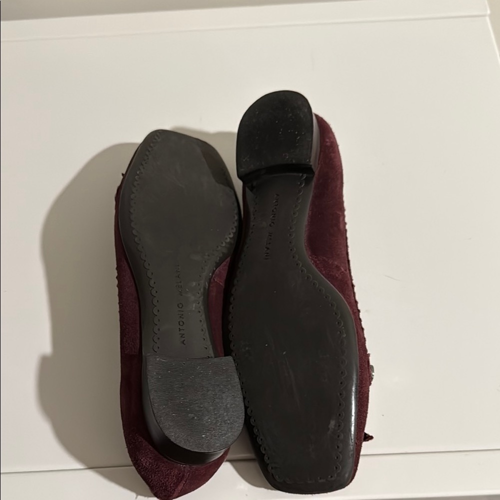 ANTONIO MELANI Maroon Leather Loafers with Studded Detail Size 6 - Picture 7 of 9